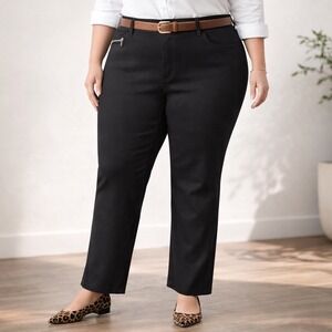 Lauren Ralph Lauren Black Straight Leg Twill Trousers- 22W- Office Chic Minimal